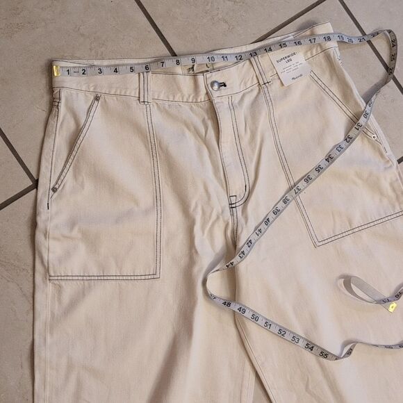 NWT Madewell Superwide-Leg Utility Jeans Canvas Beige Cream White Sz 33 - Picture 9 of 14